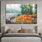 Lakeside Flower Field Abstract Painting for Garden - Themed Cafes YHT228