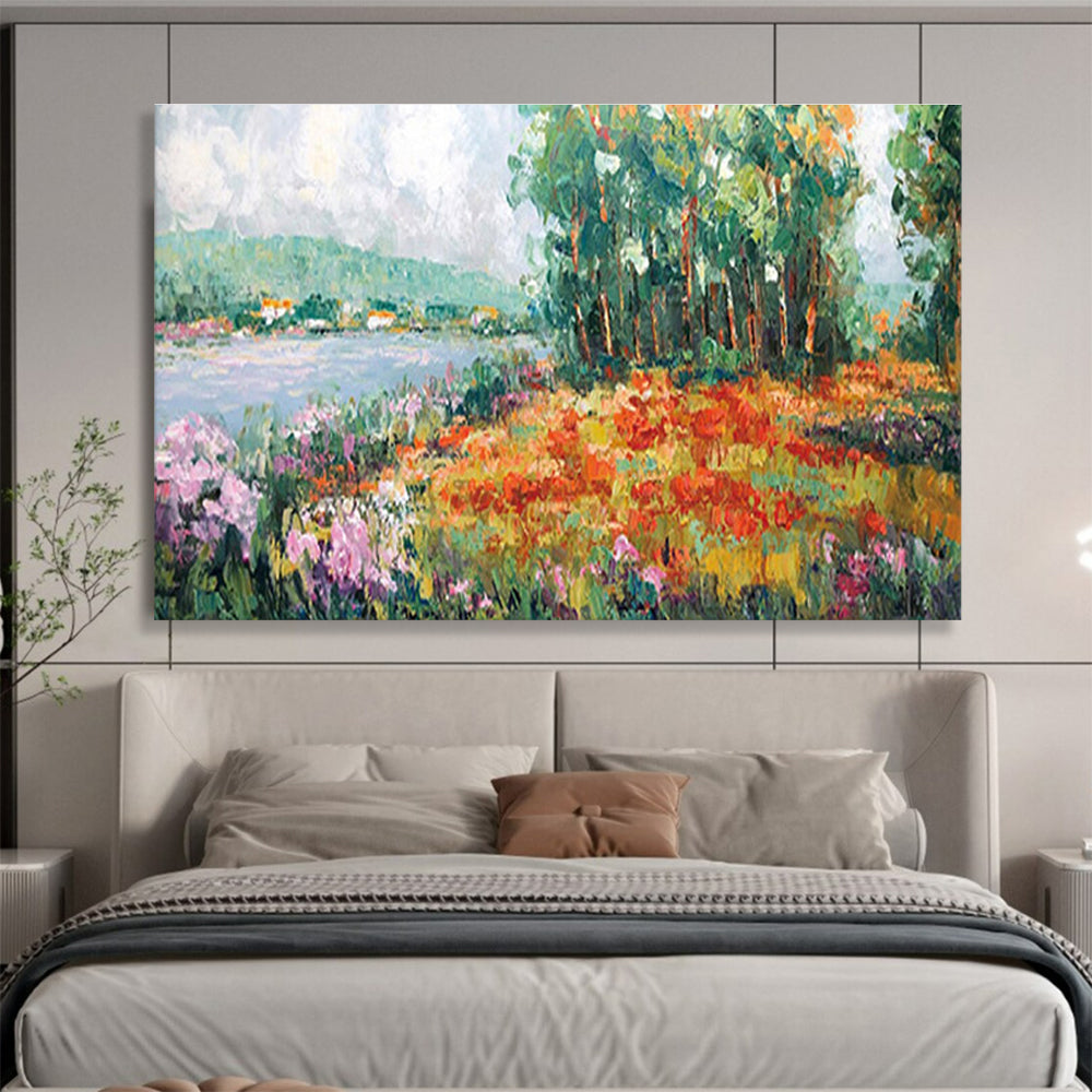 Lakeside Flower Field Abstract Painting for Garden - Themed Cafes YHT228