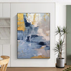 Dynamic Blue - Gold Abstract Flow Painting for Luxe Spaces HENG253
