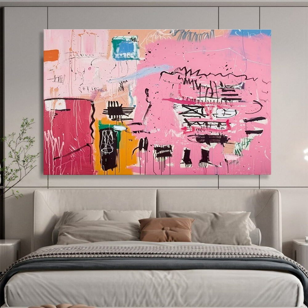 Pink Abstract Graffiti Painting for Urban Lofts YHT198