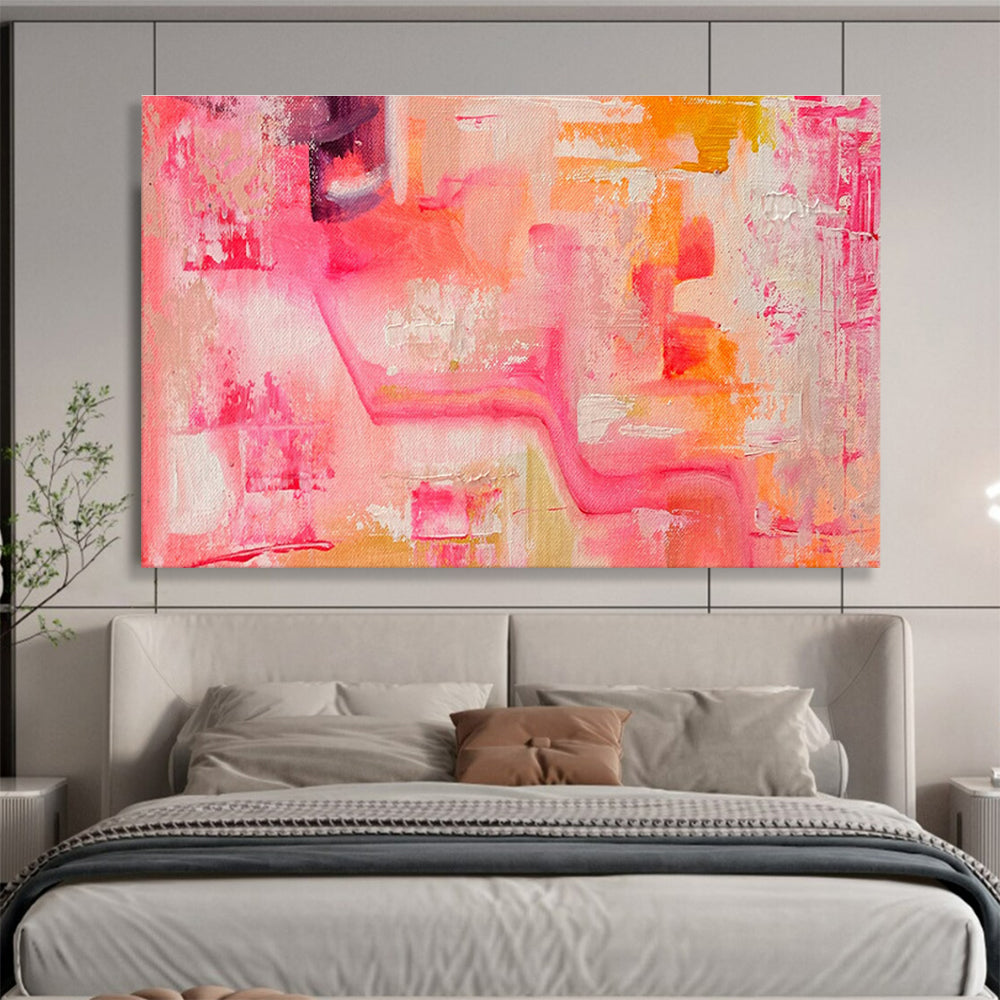 Pink and Orange Abstract Flow Painting for Feminine Boutiques YHT360