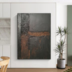 Dark Textured Geometry Abstract Painting with Industrial Elegance WINK088