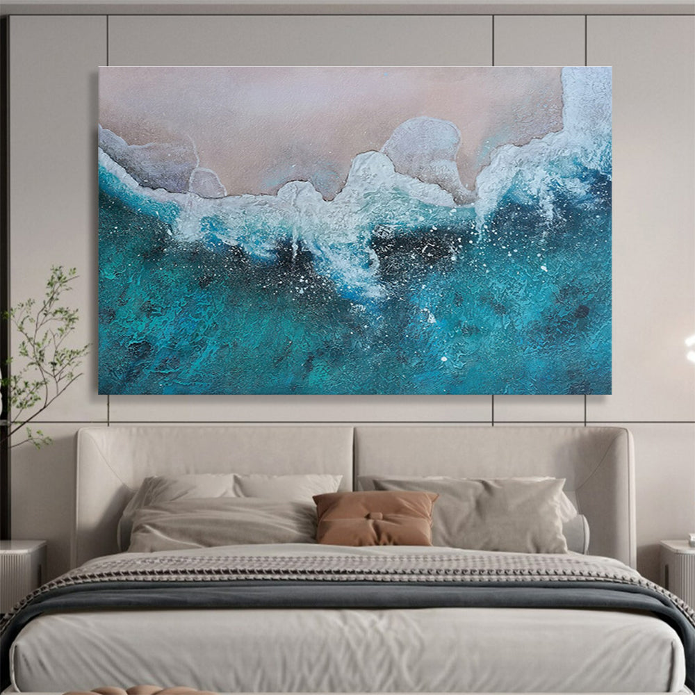 Beach Waves Abstract Textured Painting for Coastal Homes YHT039