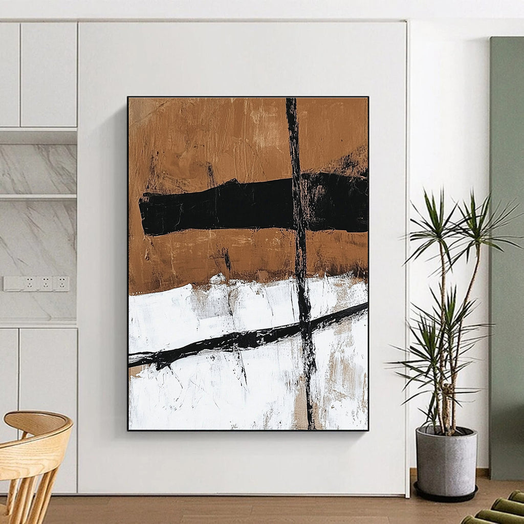Earthy Tones and Lines Abstract Painting with Rustic Sophistication WINK188