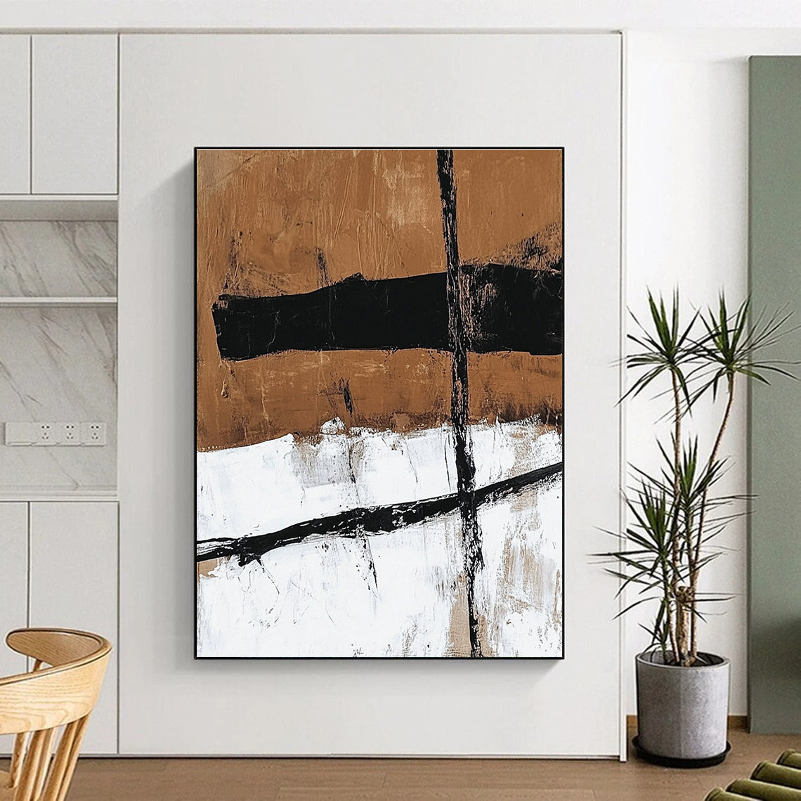 Earthy Tones and Lines Abstract Painting with Rustic Sophistication WINK188