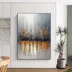 Golden Cityscape Abstract Painting for Luxurious Home Offices GAB0791