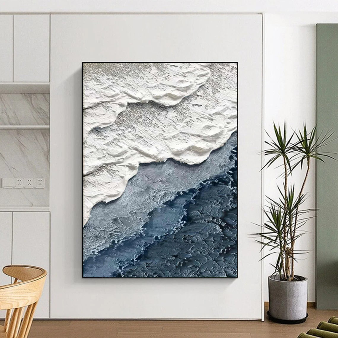 Textured Coastal Layers Abstract Painting for Minimalist Beach Homes HENG325