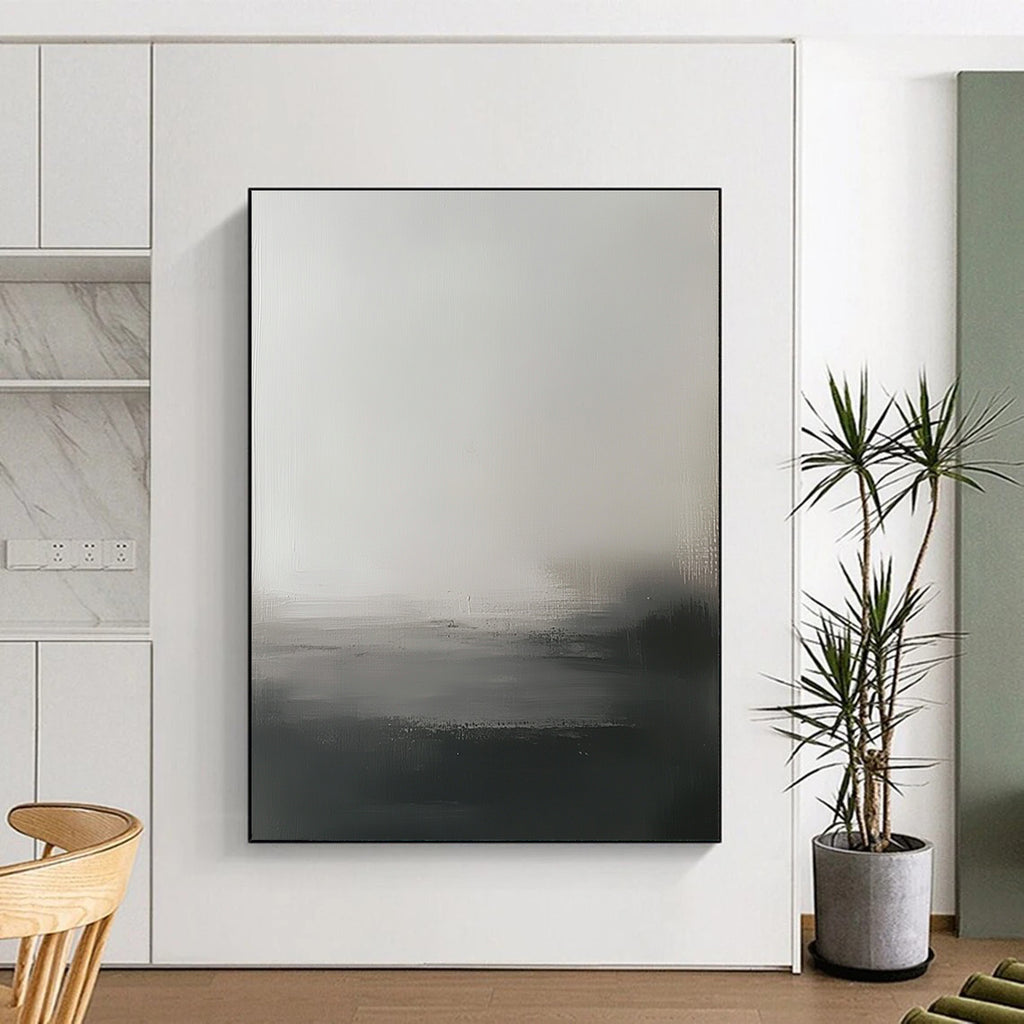 Monochrome Mist Abstract Painting for Minimalist Decor GAB0703