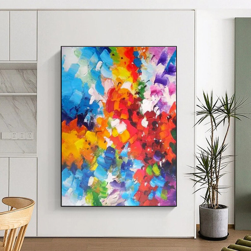 Rainbow Color Burst Abstract Painting for Playful Kids’ Spaces HENG415