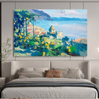 Coastal Town Lemon Abstract Painting for Italian Restaurant Dining Areas YHT445