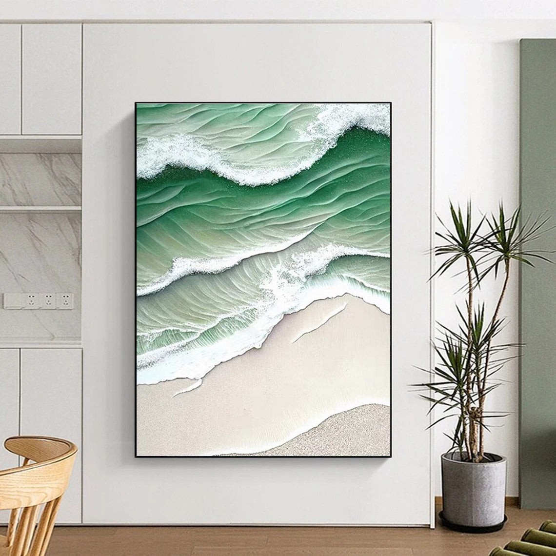 Aerial Sea Waves Abstract Painting for Coastal - Inspired Spaces HENG290