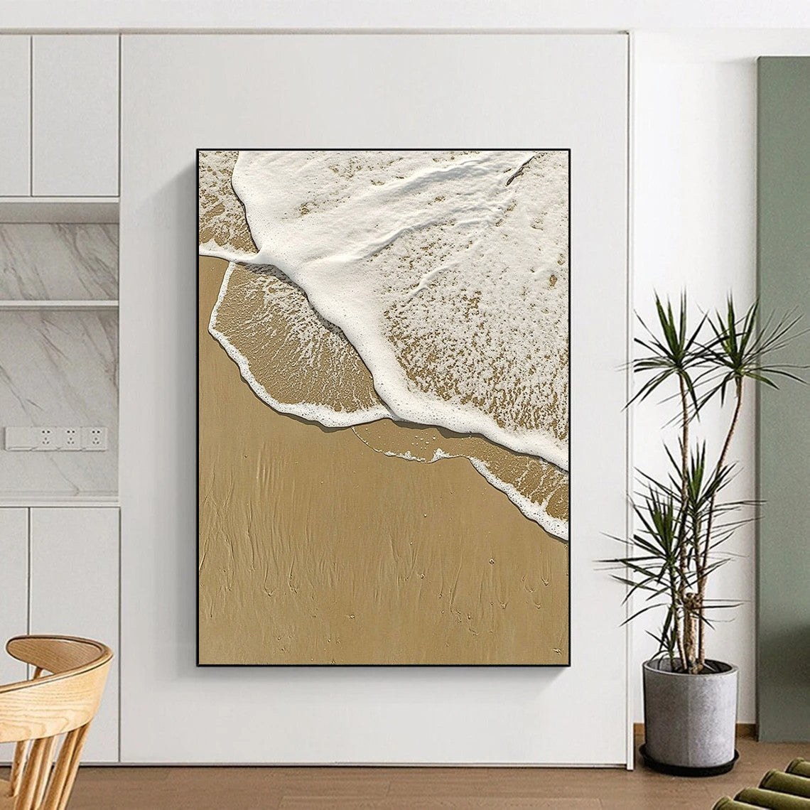 Beach Wave Foam Serene Coastal Abstract Painting GAB0310