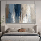 Blue and Gray Texture Abstract Painting with Layered Brushstrokes ABS274