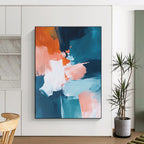 Blue Orange Block Abstract Painting with Vibrant Contrast WINK790