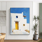 White Building with Yellow Door - Minimalist Architectural Art GAB0409