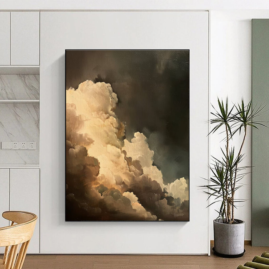 Dark Clouds Abstract Painting for Dramatic Home Theater Foyers HENG014