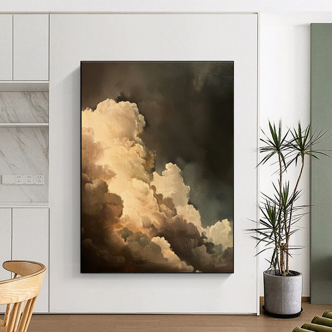 Dark Clouds Abstract Painting for Dramatic Home Theater Foyers HENG014