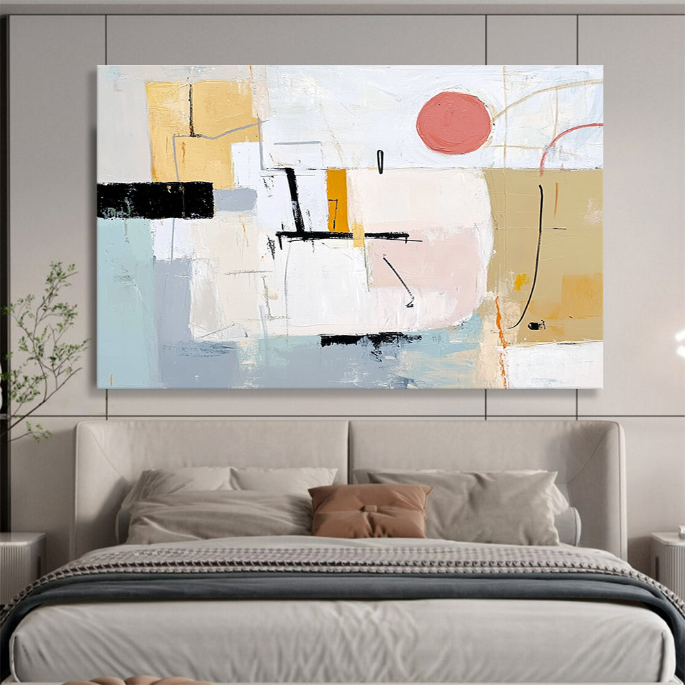 Soft - Toned Minimalist Geometric Abstract Painting ABS202