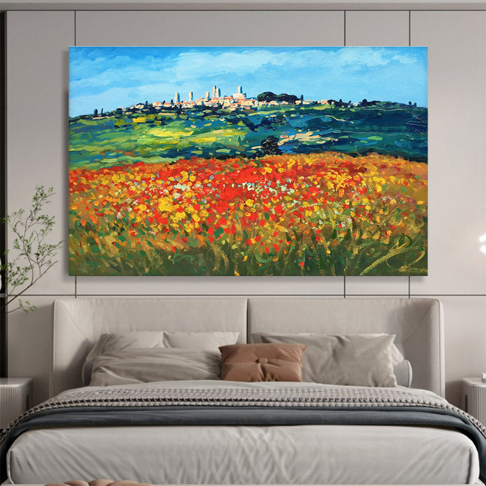Tuscan Field Abstract Painting for Italian Villa Rental Offices YHT468