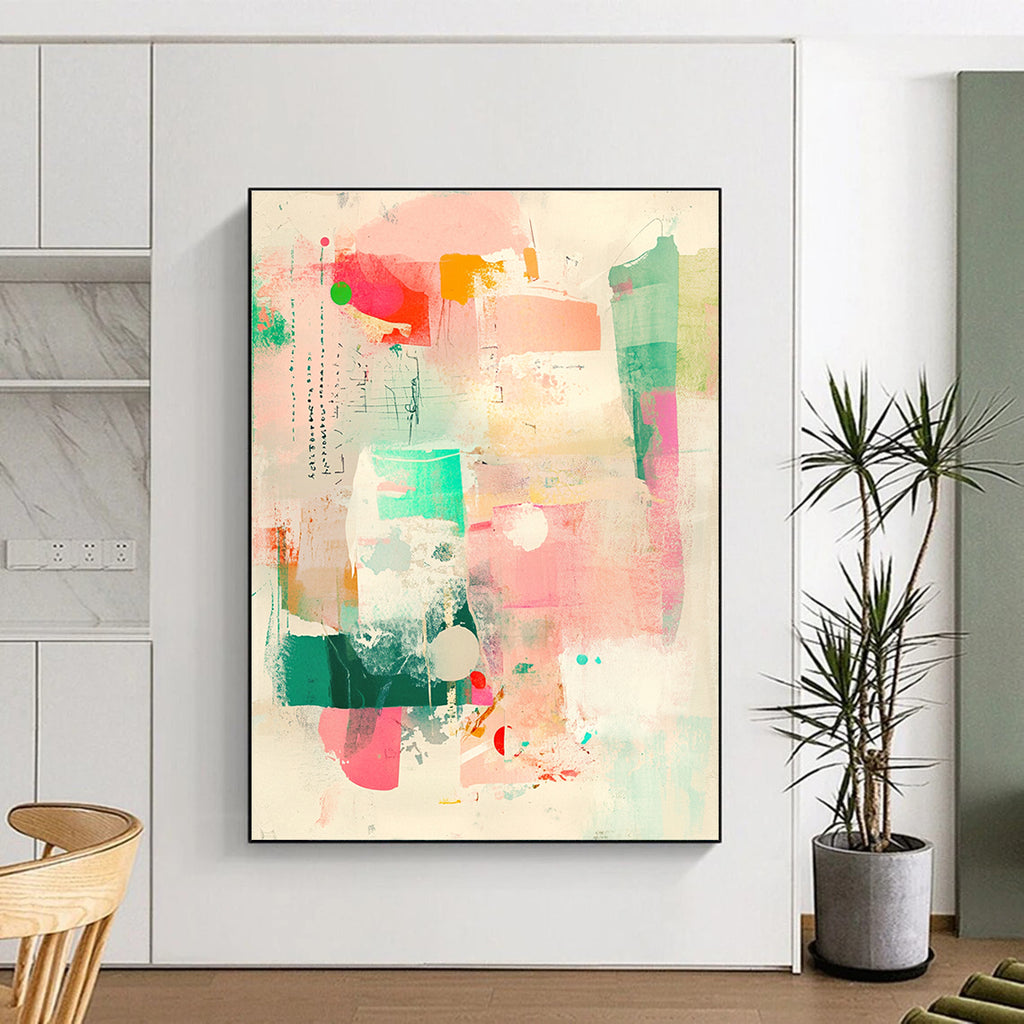Colorful Collage Abstract Vibrant Mixed - Media Art GAB0356