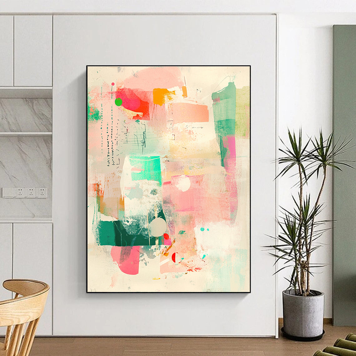 Colorful Collage Abstract Vibrant Mixed - Media Art GAB0356