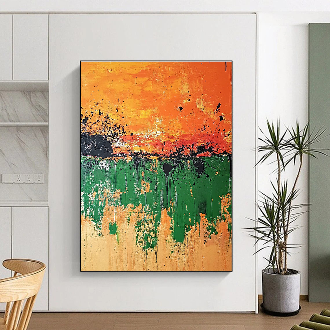 Dripping Field Abstract Painting with Raw Nature Textures WINK493