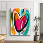 Colorful Heart Abstract Painting for Romantic Wedding Venue Reception Areas GAB1199