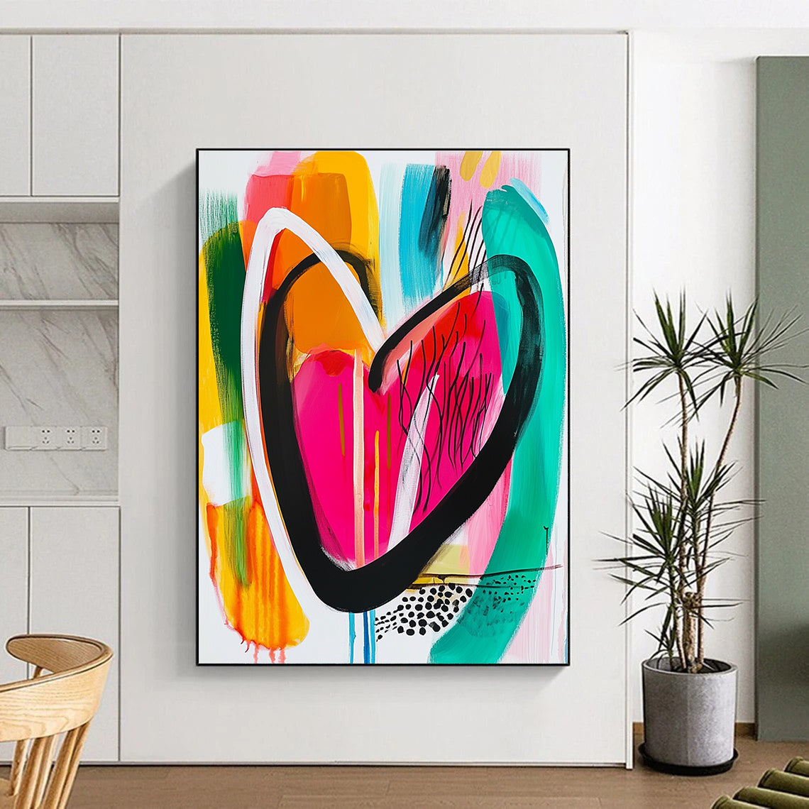 Colorful Heart Abstract Painting for Romantic Wedding Venue Reception Areas GAB1199