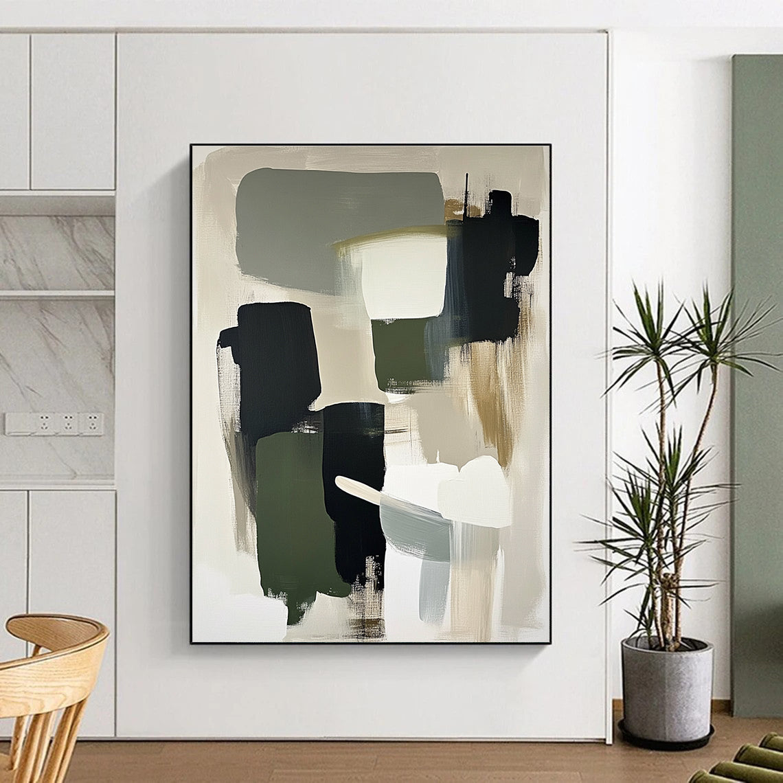 Neutral Tones Abstract Painting for Scandinavian - Inspired Home Offices GAB0923
