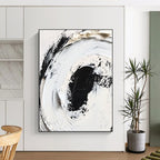 Black White Textured Abstract Painting with Minimalist Depth WINK507