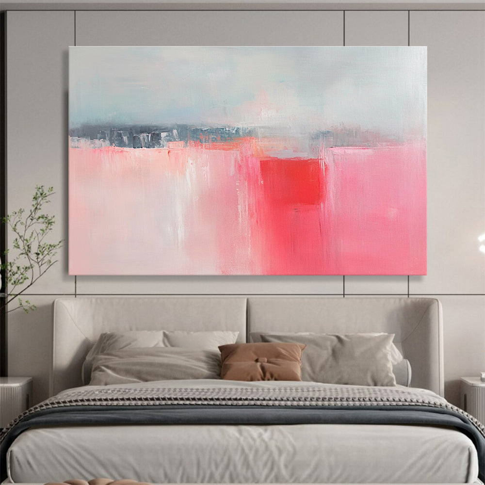 Soft Pink and Gray Abstract Painting with Subtle Emotion ABS416