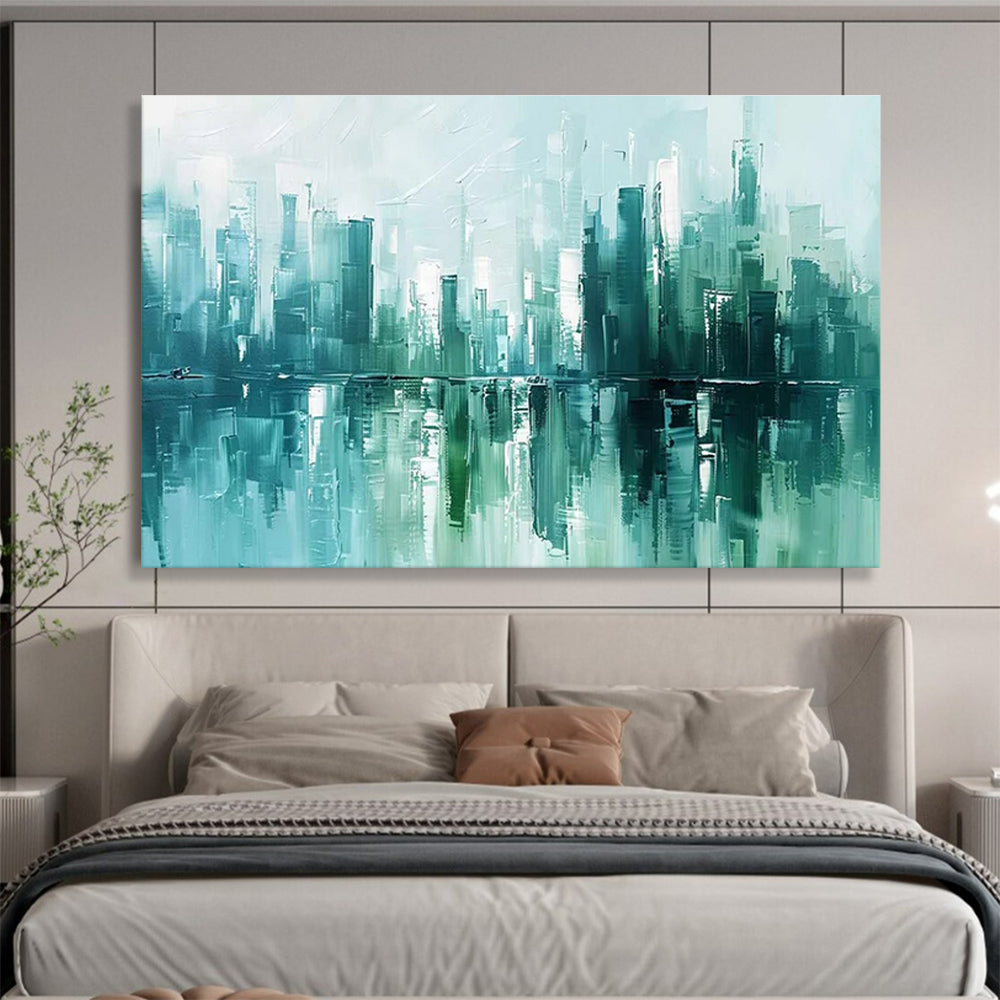 Cityscape Reflection Abstract Painting for Modern Urban Lofts YHT275