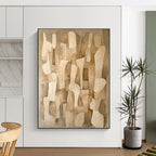 Beige Abstract Shapes Abstract Painting for Minimalist Living Rooms HENG021