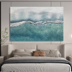 Textured Sea Wave Abstract Painting for Beach House Living Rooms YHT278