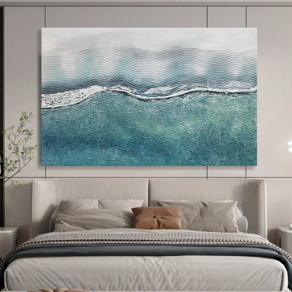 Textured Sea Wave Abstract Painting for Beach House Living Rooms YHT278