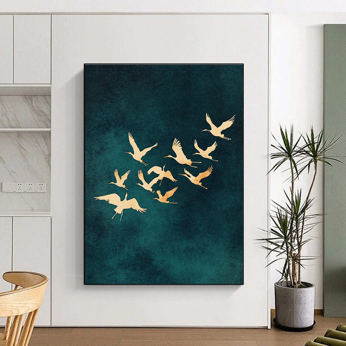 Flying Cranes II Abstract Painting for Zen - Themed Spaces GAB1343