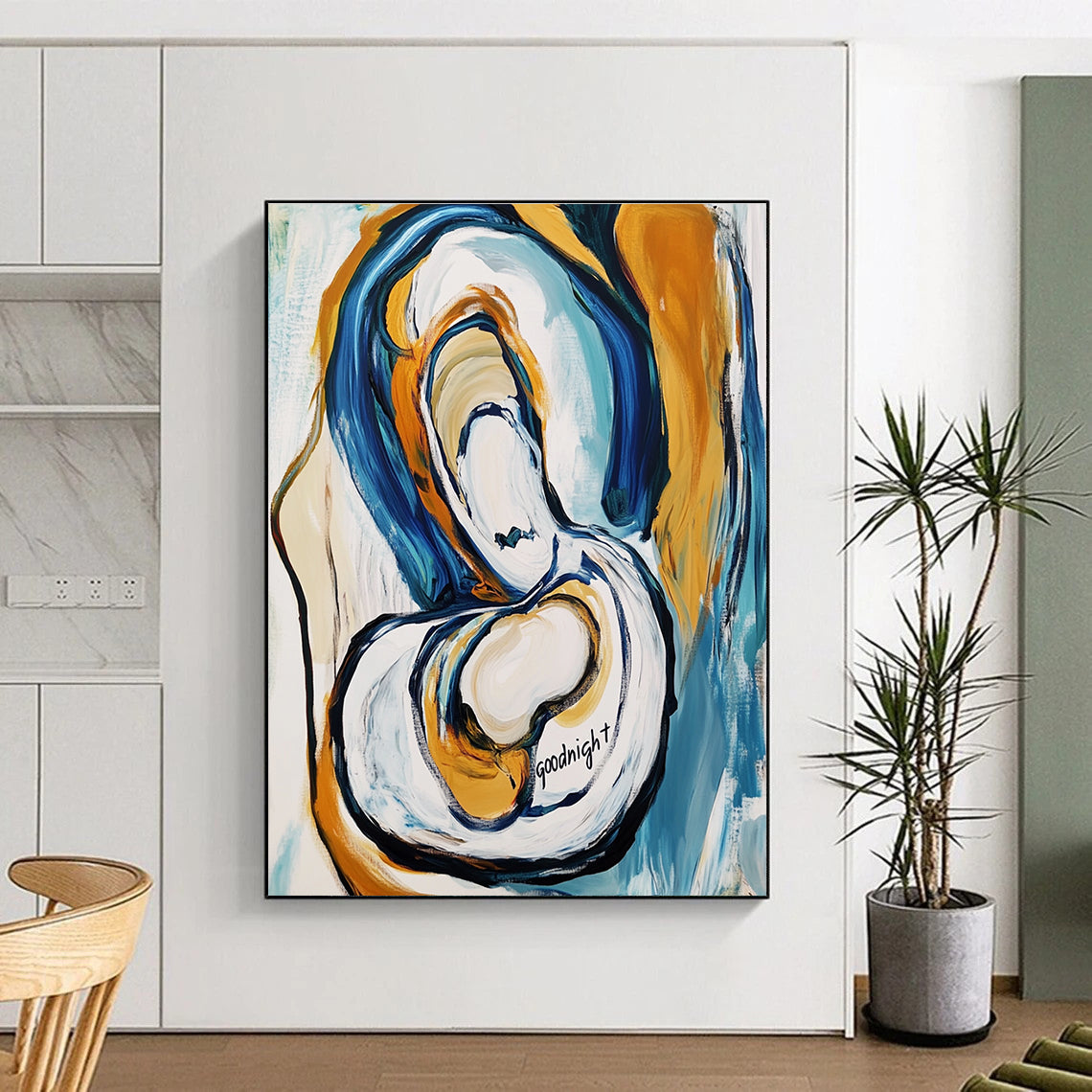 Abstract “Goodnight” Painting for Cozy Bedrooms GAB0744