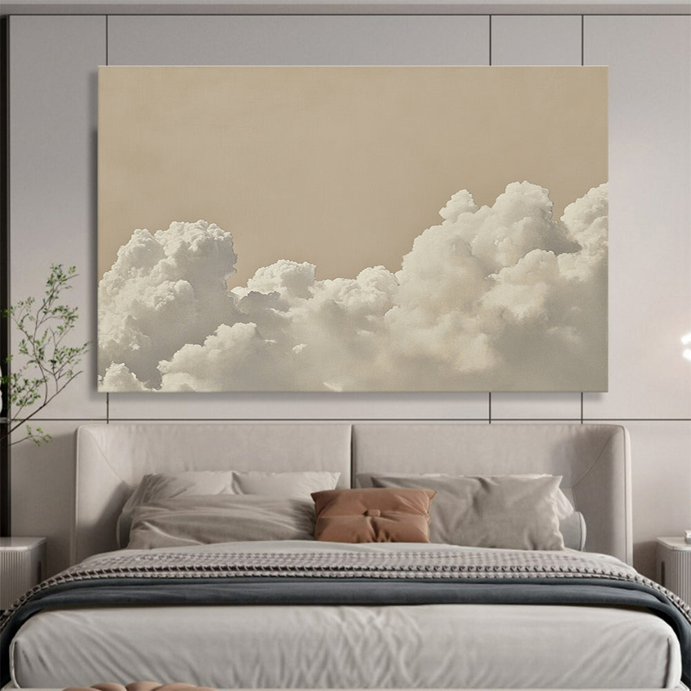 Beige Sky & Fluffy Clouds  Serene Minimalism ABS046