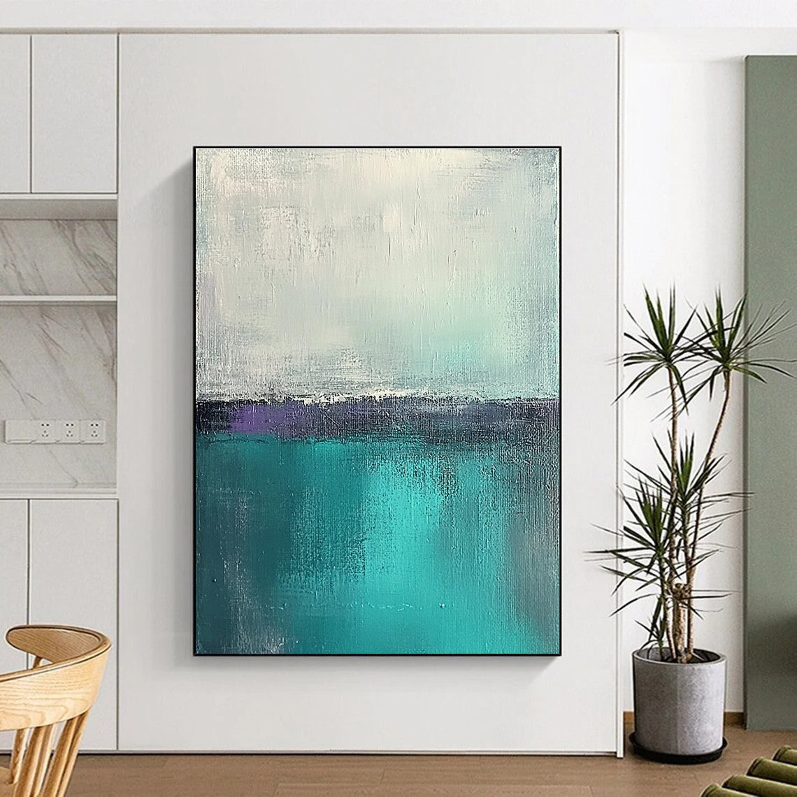 Blue Purple Gray Abstract Painting with Calm Contrast WINK460