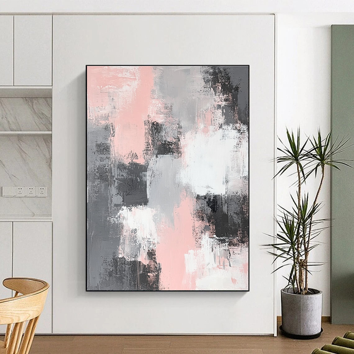 Pink and Gray Abstract Painting with Gentle Contrast WINK317