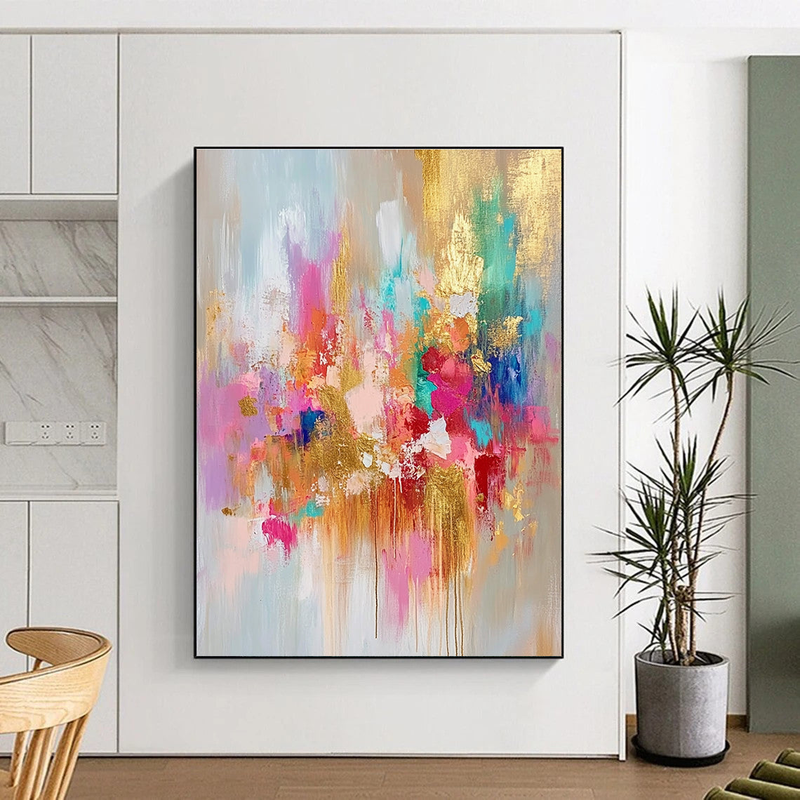 Pastel and Gold Abstract Painting for Feminine - Inspired Boutiques GAB0894