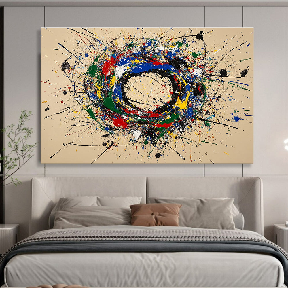 Color Splatter Abstract Circle Painting with Playful, Energetic Chaos ABS489