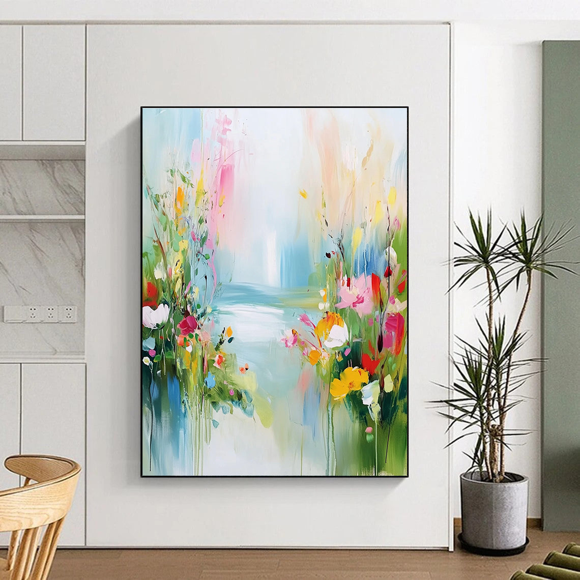 Floral Path Abstract Painting with Vibrant Brushstrokes GAB0007
