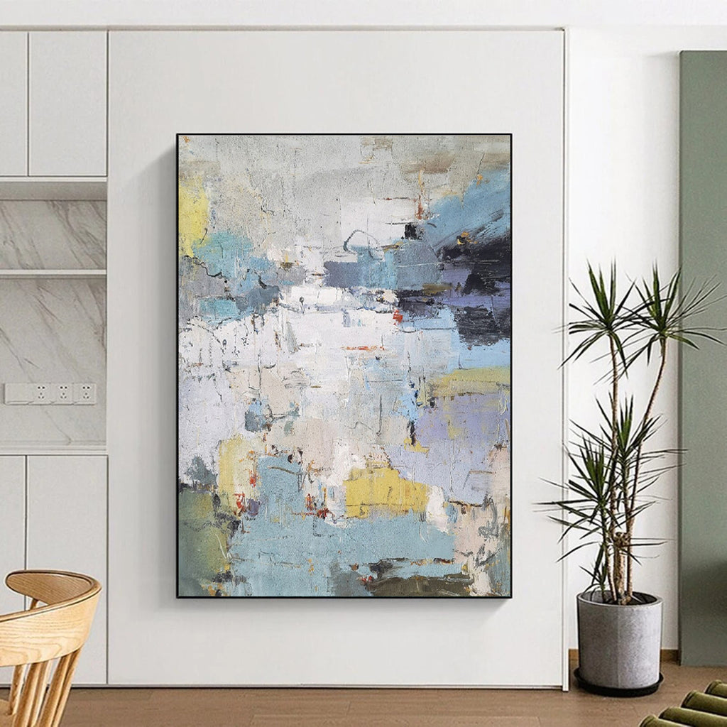 Colorful Abstract Cityscape Composition Abstract Painting for Urban - Inspired Cafes HENG352
