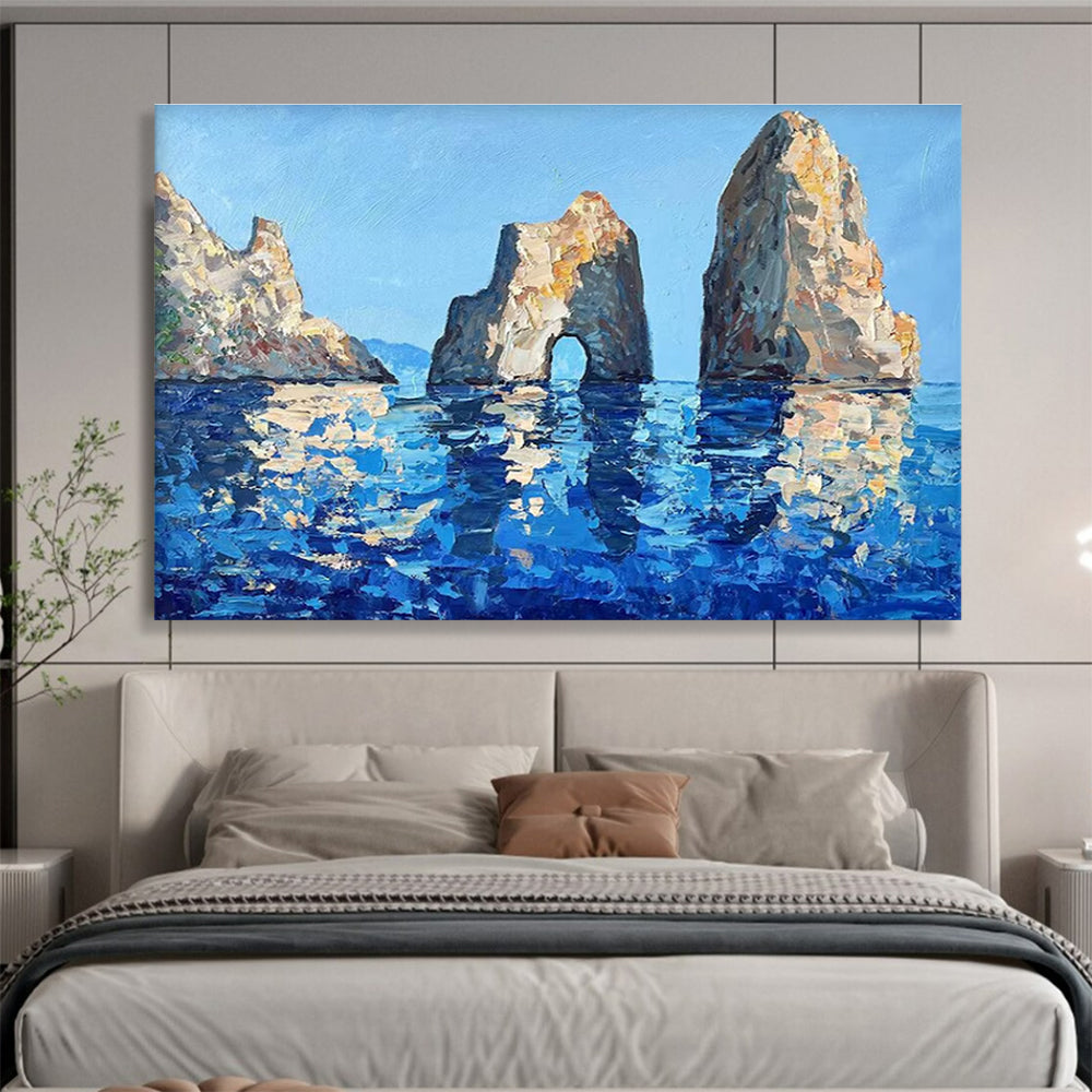 Sea Rocks Abstract Painting for Beachfront Home Studies YHT478