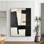 Black and White Minimalist Abstract Painting for Scandinavian - Style Homes GAB0885