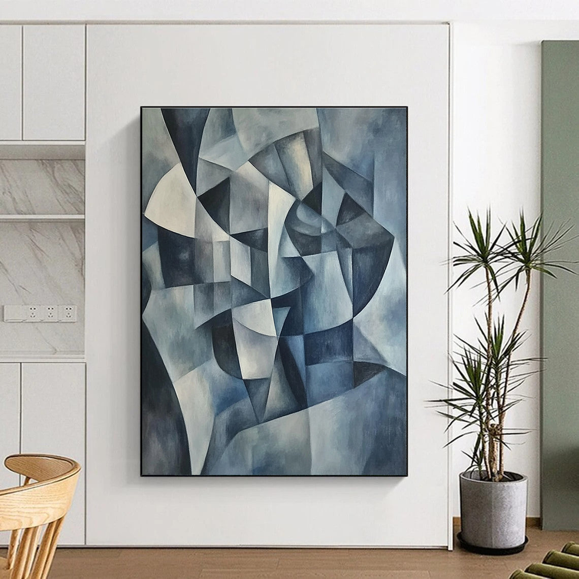 Monochromatic Geometric Abstract Painting with Precision WINK591