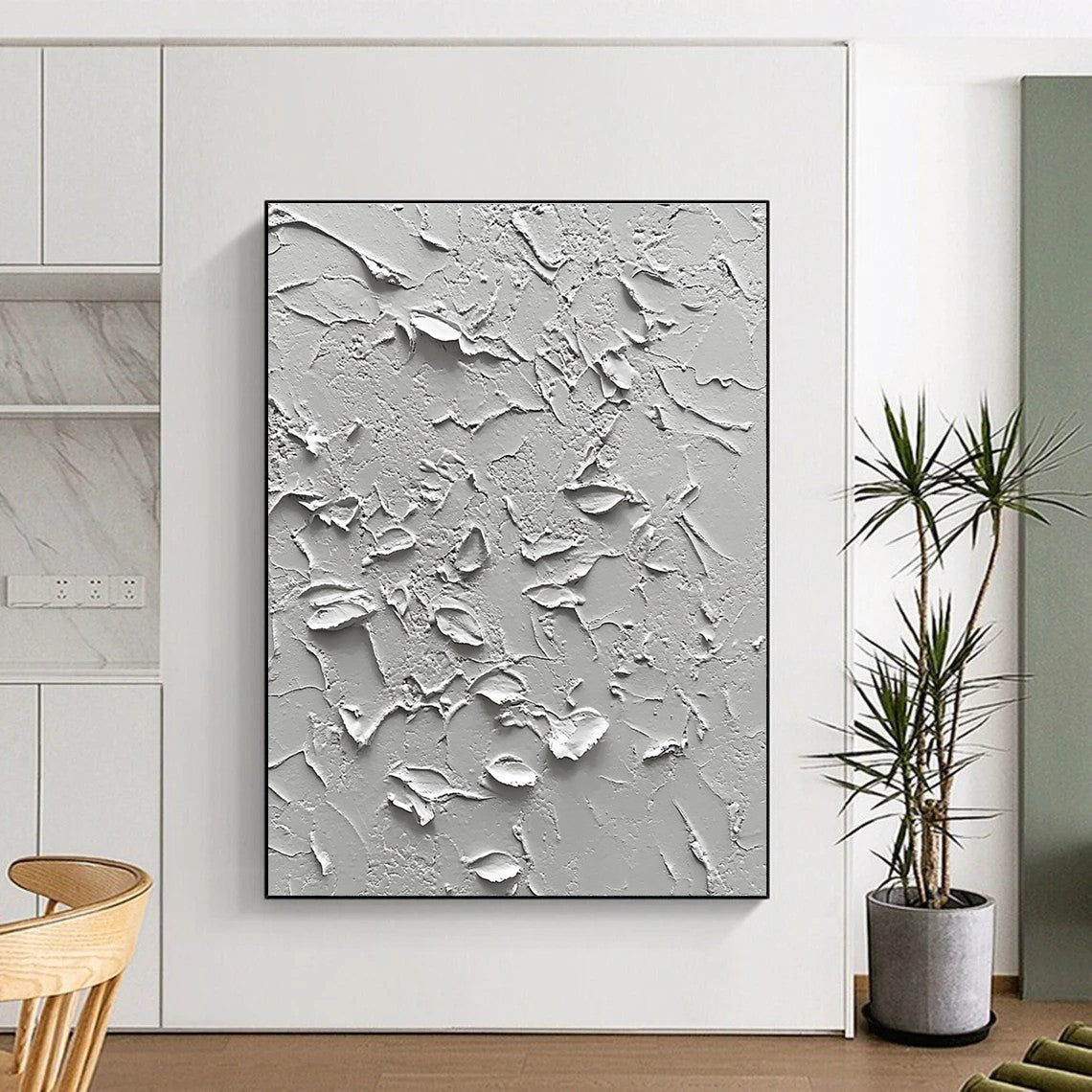 White Textured Surface Abstract Painting with Subtle Depth WINK093
