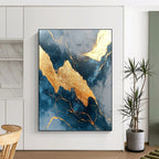 Blue and Gold Marble Abstract Painting for Luxury Hotel Lobbies GAB1351