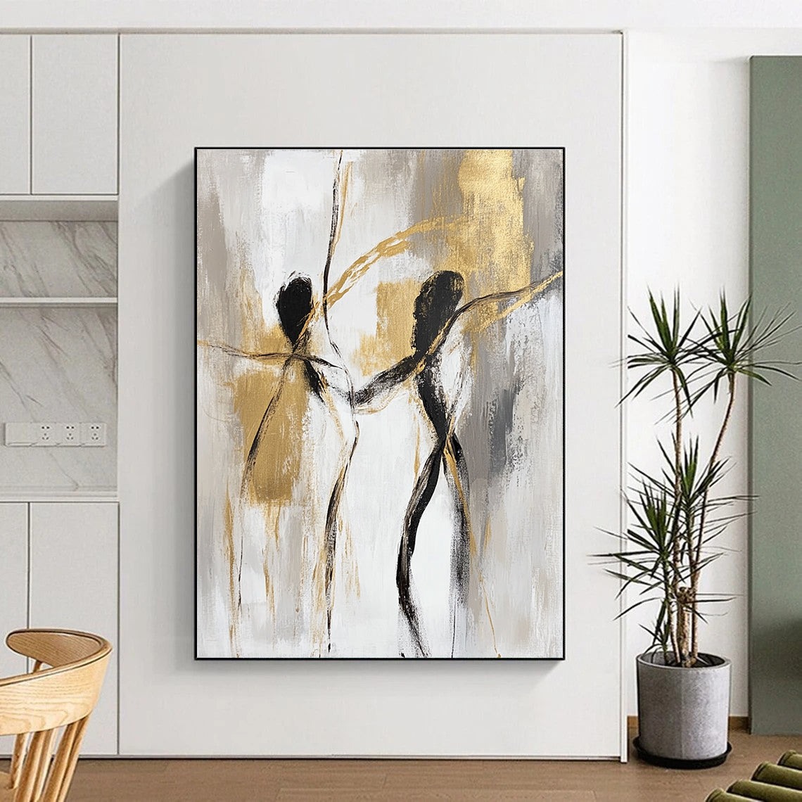 Dancing Figures Abstract Painting for Romantic - Themed Wedding Venues GAB0914